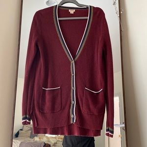 Wine colored button down cardigan